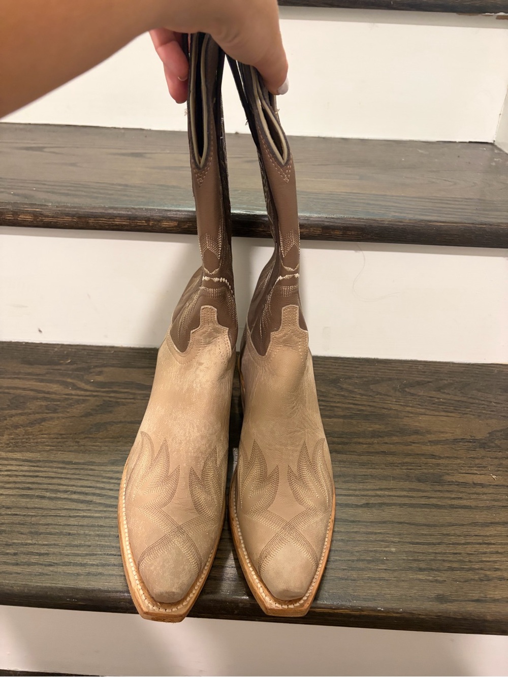 Lucchese Tan Leather Pointed-Toe Heeled Boots - Picture 5 of 5